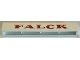 Part No: crssprt01pb92  Name: Brick 1 x 8 without Bottom Tubes with Cross Side Supports with Red 'FALCK' Serif Bold Pattern