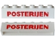 Part No: crssprt02pb040  Name: Brick 1 x 6 without Bottom Tubes with Cross Side Supports with Red 'POSTERIJEN' Sans-Serif Bold Pattern