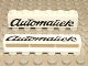 Part No: crssprt02pb06  Name: Brick 1 x 6 without Bottom Tubes with Cross Side Supports with Black 'Automatiek' Cursive Pattern