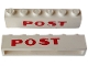 Part No: crssprt02pb076  Name: Brick 1 x 6 without Bottom Tubes with Cross Side Supports with Red 'POST' Sans-Serif Small Pattern
