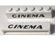 Part No: crssprt02pb077  Name: Brick 1 x 6 without Bottom Tubes with Cross Side Supports with Black 'CINEMA' Italic Bold Pattern