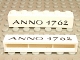 Part No: crssprt02pb08  Name: Brick 1 x 6 without Bottom Tubes with Cross Side Supports with Black 'ANNO 1762' Pattern
