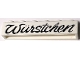 Part No: crssprt02pb108  Name: Brick 1 x 6 without Bottom Tubes with Cross Side Supports with Black 'Würstchen' Script Pattern ('Wurstchen')
