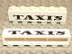 Part No: crssprt02pb15  Name: Brick 1 x 6 without Bottom Tubes with Cross Side Supports with Black 'TAXI'S' Serif Bold Pattern