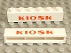 Part No: crssprt02pb21  Name: Brick 1 x 6 without Bottom Tubes with Cross Side Supports with Red 'KIOSK' Bold Pattern