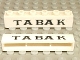 Part No: crssprt02pb24  Name: Brick 1 x 6 without Bottom Tubes with Cross Side Supports with Black 'TABAK' Serif Small Pattern