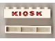 Part No: crssprt02pb33  Name: Brick 1 x 6 without Bottom Tubes with Cross Side Supports with Red 'KIOSK' Sans-Serif Thick Pattern
