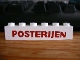 Part No: crssprt02pb40  Name: Brick 1 x 6 without Bottom Tubes with Cross Side Supports with Red 'POSTERIJEN' Bold Pattern