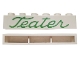 Part No: crssprt02pb45d  Name: Brick 1 x 6 without Bottom Tubes with Cross Side Supports with Green 'Teater' Script Pattern