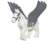 Part No: pegasus04  Name: Pegasus, Movable Legs with Flat Silver Wings with Black Eyes, White Pupils, and Single Silver Buckle on Black Bridle Pattern (HP Abraxan)