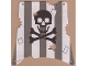 Part No: sailbb11  Name: Cloth Sail Square with Dark Gray Stripes, Skull and Crossbones Pattern, Damage Cutouts