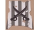 Part No: sailbb12  Name: Cloth Sail Square with Dark Gray Stripes, Crossed Cutlasses Pattern, Damage Cutouts