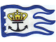 Lot ID: 365137354  Part No: x376px5  Name: Cloth Flag 8 x 5 Wave with Blue Border and Crown and Anchor Pattern
