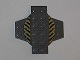 Part No: 30303pb01  Name: Plate, Modified 6 x 6 x 2/3 Cross with Dome and Black and Yellow Danger Stripes Pattern