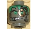 Part No: 3626pb0107  Name: Minifigure, Head Alien with Green Hair, Copper Eyepiece and Headset Pattern