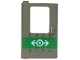 Part No: 4181pb001  Name: Door 1 x 4 x 5 Train Left, Thin Support at Bottom with Green Stripe, Train Logo and Rivets Pattern