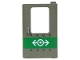 Part No: 4182pb001  Name: Door 1 x 4 x 5 Train Right with Green Stripe, Train Logo and Rivets Pattern
