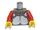 Part No: 973px115c01  Name: Torso Castle Knights Kingdom Plate Armor Silver Pattern / Red Arms / Yellow Hands