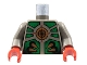 Part No: 973px169c01  Name: Torso Aquazone Stingray with Copper Spikes and Circle with Target, Green Armor Pattern / Dark Gray Arms / Red Hands