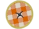 Part No: 14769pb749 Name: Tile, Round 2 x 2 with Bottom Stud Holder with Cushion with Dark Blue Button and Orange and White Gingham Pattern (Sticker) - Set 41735 Part No: 14769pb749 Name: Tile, Round 2 x 2 with Bottom Stud Holder with Cushion with Dark Blue Button and Orange and White Gingham Pattern (Sticker) - Set 41735