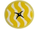 Part No: 14769pb799  Name: Tile, Round 2 x 2 with Bottom Stud Holder with Cushion with Yellow Wavy Lines and Dark Blue Button Pattern (Sticker) - Set 42674