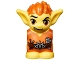 Lot ID: 150043237  Part No: 28614pb06  Name: Body / Head Goblin with Pointed Ears, Bright Light Orange Spiked Hair and Tunic with Utility Belt with Goblin Eye Buckle, Drumsticks and Music Pattern