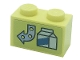 Part No: 3004pb249  Name: Brick 1 x 2 with Arrow and Drink Carton Pattern (Sticker) - Set 41366