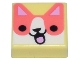 Lot ID: 396883058  Part No: 3070pb272  Name: Tile 1 x 1 with Coral and White Dog Head with Bright Pink Ears, Black Nose, and Open Mouth with Tongue Pattern