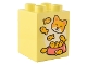 Part No: 31110pb185  Name: Duplo, Brick 2 x 2 x 2 with Bright Light Orange, Coral, and White Kitten Face, Food Bowl, and Goldfish Pattern