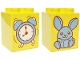 Part No: 31110pb188  Name: Duplo, Brick 2 x 2 x 2 with Bright Light Blue Alarm Clock / Bunny Rabbit Pattern