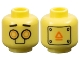 Part No: 3626pb3580  Name: Minifigure, Head Alien Robot Black Straight Eyebrows, Orange Circle Eyes, Warning Panel on Back Pattern