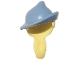 Part No: 65513pb02  Name: Minifigure, Hair Combo, Hair with Hat, Long Ponytail with Molded Sand Blue Tilted Hat with Brim Pattern