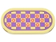 Part No: 66857pb090  Name: Tile, Round 2 x 4 Oval with Rug with Medium Lavender Checkerboard and Coral Flowers Pattern (Sticker) - Set 42647