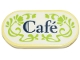 Part No: 66857pb105 Name: Tile, Round 2 x 4 Oval with White Sign, Lime Filigree and Flowers, Dark Blue 'Café' (Cafe) Pattern (Sticker) - Set 42671 Part No: 66857pb105 Name: Tile, Round 2 x 4 Oval with White Sign, Lime Filigree and Flowers, Dark Blue 'Café' (Cafe) Pattern (Sticker) - Set 42671