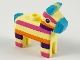 Part No: 66971pb01  Name: Minifigure, Utensil Piñata Horse with Medium Azure Ears, Nose and Tail, Dark Pink, Orange and Dark Purple Stripes Pattern
