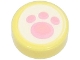 Part No: 98138pb339  Name: Tile, Round 1 x 1 with Bright Pink Paw Print on White Background Pattern