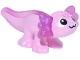 Part No: 114542pb01  Name: Salamander, Friends Style, Axolotl with Molded Satin Trans-Dark Pink Fin and Gills and Printed Black Eyes and Mouth, Dark Pink Spots Pattern