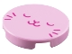 Part No: 14769pb0616  Name: Tile, Round 2 x 2 with Bottom Stud Holder with Magenta Sleeping Cat Face Pattern