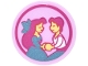 Part No: 14769pb0893  Name: Tile, Round 2 x 2 with Bottom Stud Holder with Portrait of Ariel and Eric Holding Hands in Magenta Circle Frame Pattern (Sticker) - Set 43299