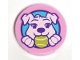 Part No: 14769pb308  Name: Tile, Round 2 x 2 with Bottom Stud Holder with Puppy Dog Holding Ball in Mouth Pattern