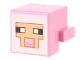 Part No: 19727pb002  Name: Creature Head Pixelated with Black and White Eyes, Bright Pink Nose, Tan Face with Dark Tan Outline on White Background Pattern (Minecraft Sheep)