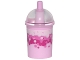 Part No: 20398c01pb02  Name: Minifigure, Utensil Cup, Dome Lid Cup and Straw with Trans-Clear Lid and White, Dark Pink and Magenta  Soda / Bubble Tea Cup Pattern