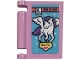 Part No: 24093pb116  Name: Minifigure, Utensil Book Cover with Comic with White and Medium Lavender Pegasus on Medium Azure Background Pattern (Sticker) - Set 42674