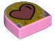 Part No: 24246pb004  Name: Tile, Round 1 x 1 Half Circle Extended with Coral Heart on Yellow Background Pattern