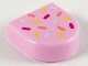 Lot ID: 295981237  Part No: 24246pb011  Name: Tile, Round 1 x 1 Half Circle Extended with Coral, Light Aqua, Magenta and Yellow Sprinkles Pattern