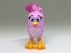 Part No: 24944c01pb01  Name: Body Angry Birds Stella with Fixed Flexible Rubber Bright Light Orange Beak and Printed Black Eyebrows, Eyelashes, Dark Azure Eyes, Magenta Feathers, White Stomach, and Bright Light Orange Feet Pattern