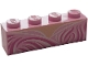 Part No: 3010pb372  Name: Brick 1 x 4 with Dark Pink and White Curved Lines, Light Nougat Neck Pattern (BrickHeadz Glinda Torso)