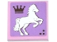 Part No: 3068pb0785R  Name: Tile 2 x 2 with Crown and White Rearing Horse Facing Right Pattern (Sticker) - Set 3185