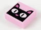 Part No: 3070pb141  Name: Tile 1 x 1 with Black Cat Head / Face, White Eyes, and Dark Pink Ears and Nose Pattern