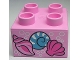 Part No: 3437pb044  Name: Duplo, Brick 2 x 2 with 3 Shells and Silver Bubbles Pattern